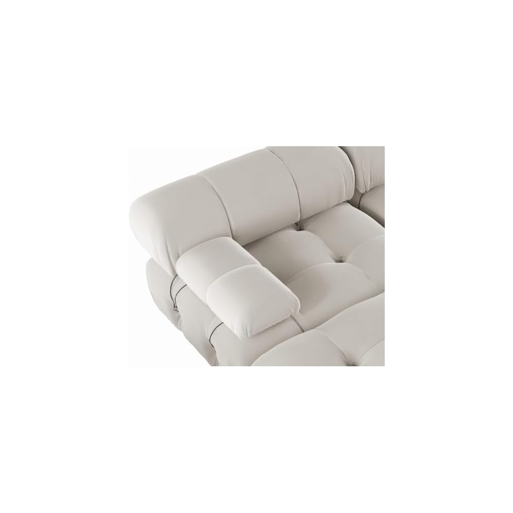 JACH 138" Modular Sectional Couch, U-Shaped Minimalist Velvet Sofas with Chaise Ottomans, Convertible Modern Deep 6-Seat Sofas Furniture for Living Room, Apartment (Beige)