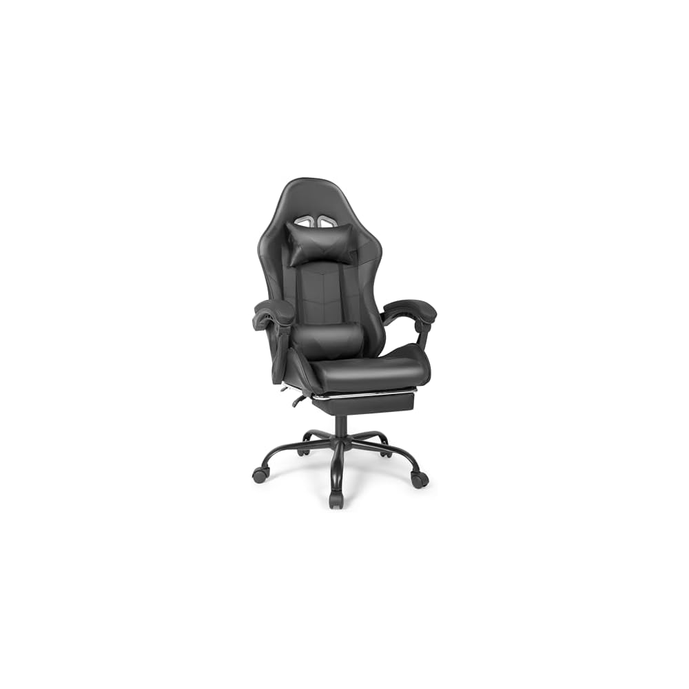 Gaming Chair, Ergonomic Computer Chair with Footrest and Lumbar Support, Height Adjustable Office Chair with 360° Swivel Seat and Headrest