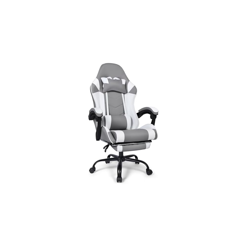Gaming Chair, Ergonomic Computer Chair with Footrest and Lumbar Support, Height Adjustable Office Chair with 360° Swivel Seat and Headrest
