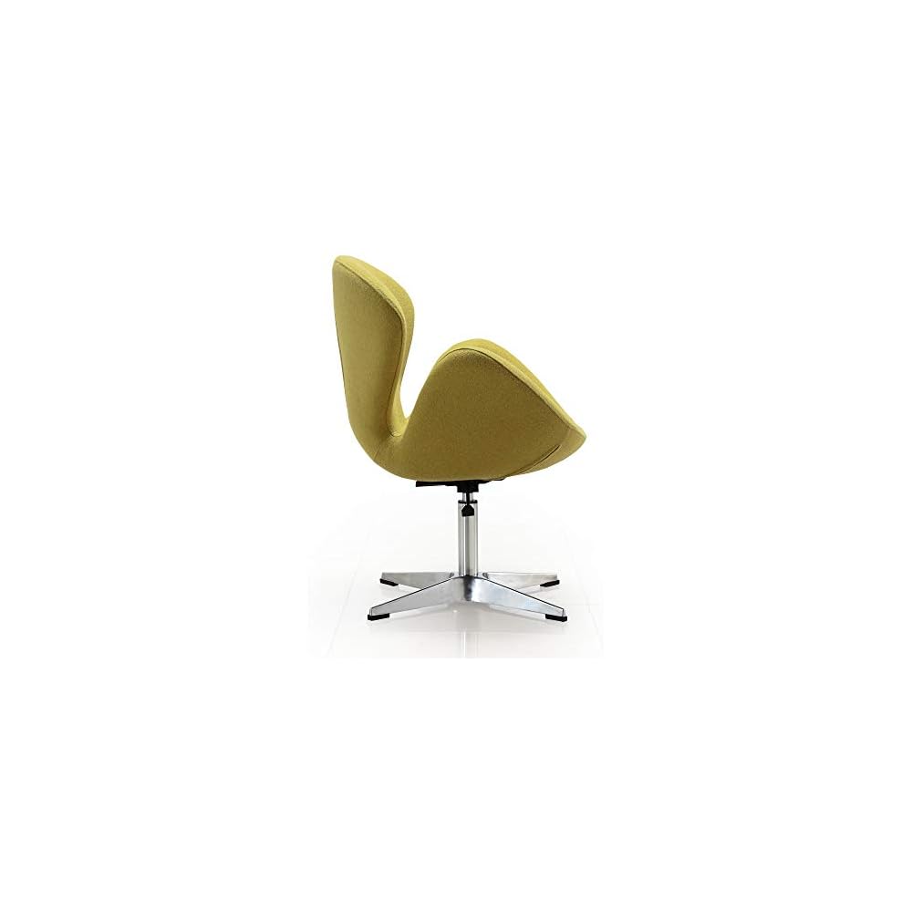 Manhattan Comfort Raspberry Adjustable Swivel Accent Chair with 360° Turn, Polished Chrome Base, Modern Retro Design, Versatile Seat Ideal for Any Room, Set of 1, Green