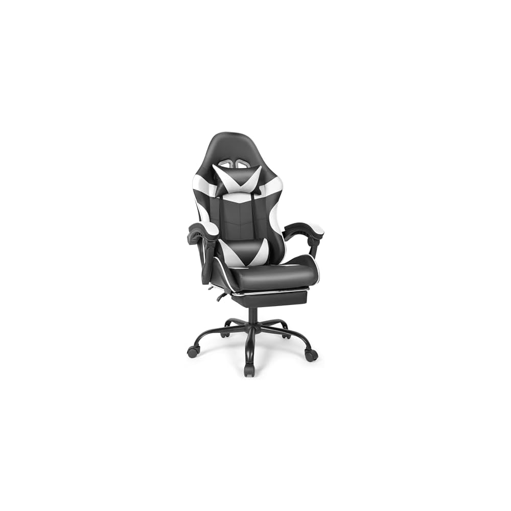 Gaming Chair, Ergonomic Computer Chair with Footrest and Lumbar Support, Height Adjustable Office Chair with 360° Swivel Seat and Headrest