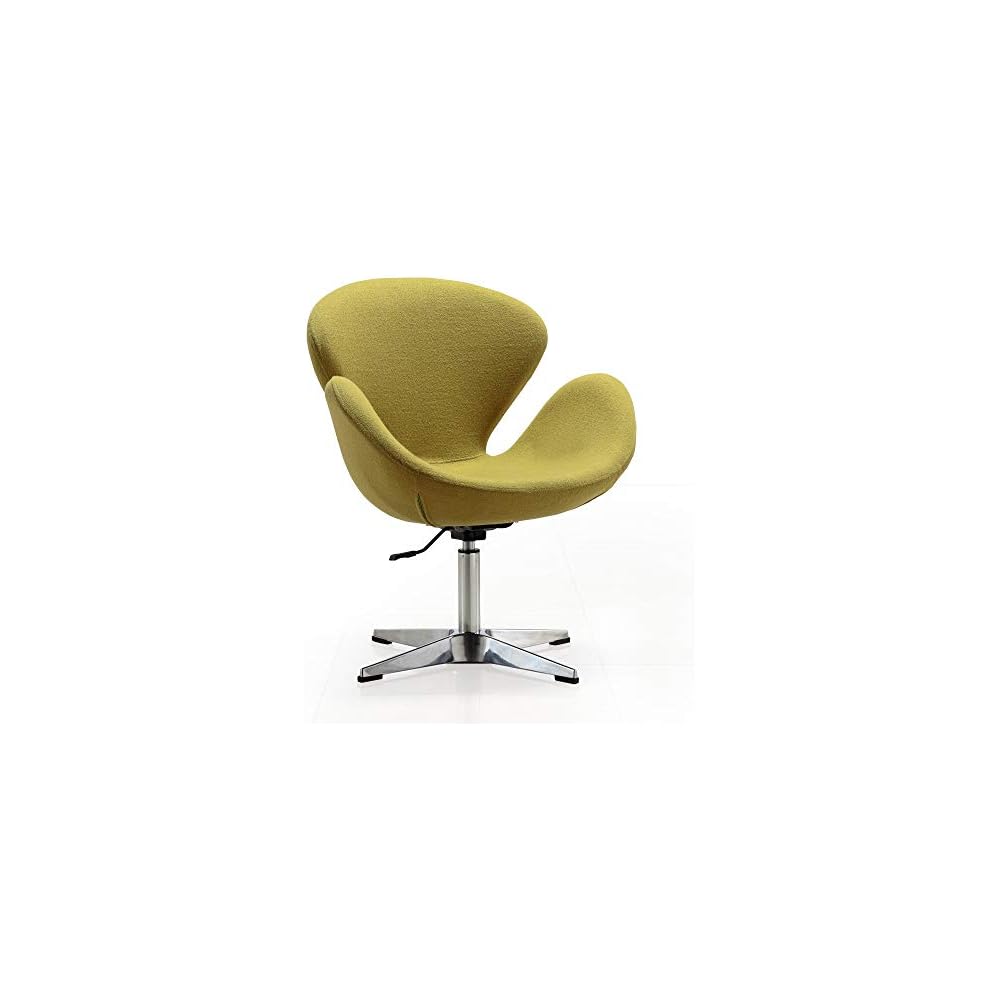 Manhattan Comfort Raspberry Adjustable Swivel Accent Chair with 360° Turn, Polished Chrome Base, Modern Retro Design, Versatile Seat Ideal for Any Room, Set of 1, Green