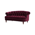 MAKLAINE Contemporary Hardwood Loveseat, 68.5" W X 38" D X 32" H, Velvet Upholstery, Burgundy Color, Tufted Design with Nailhead Accents, Medium Firm Living Room Seating for 2