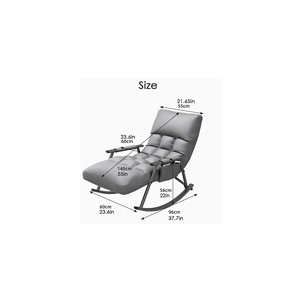 Living Room Reclining Rocking Chair,Modern Armchair,Indoor Relaxing Chair with Side Pocket, Steel Frame Anti-tilt Design,Soft Sleeper Chair (Color : Blue)