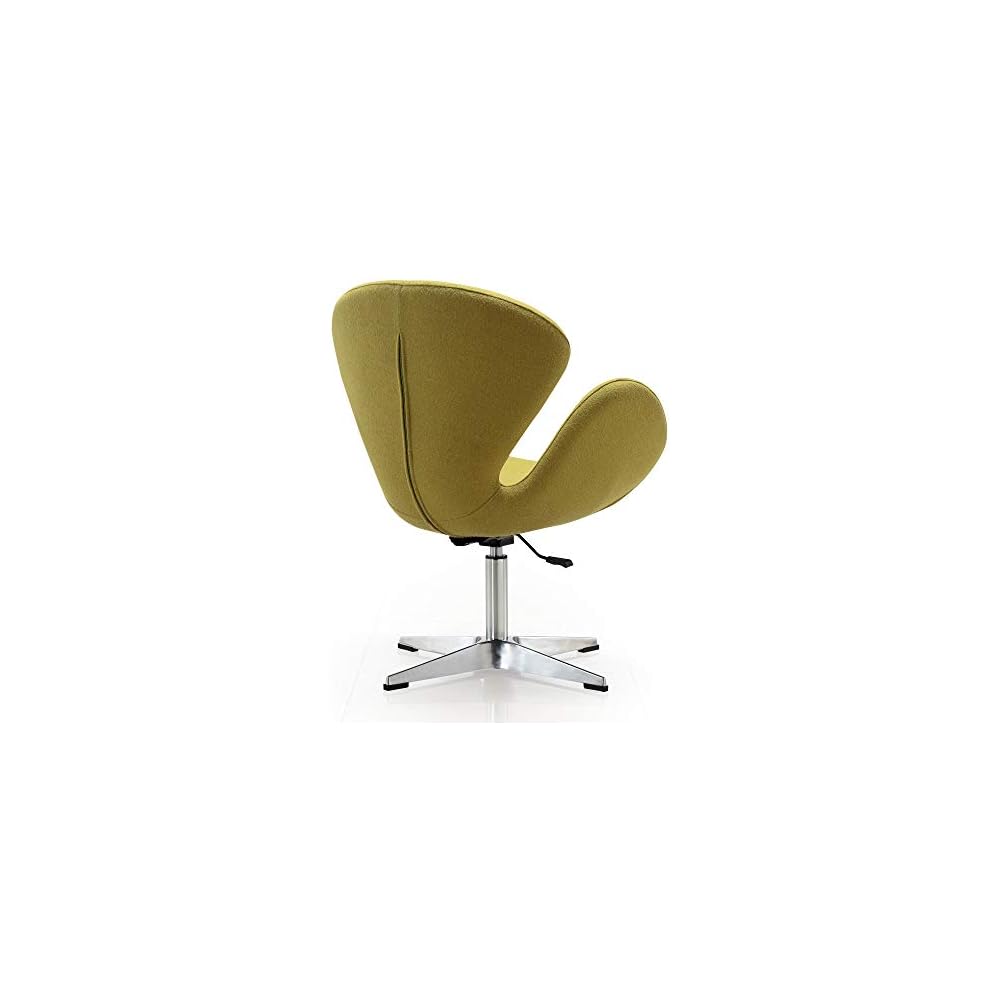 Manhattan Comfort Raspberry Adjustable Swivel Accent Chair with 360° Turn, Polished Chrome Base, Modern Retro Design, Versatile Seat Ideal for Any Room, Set of 1, Green