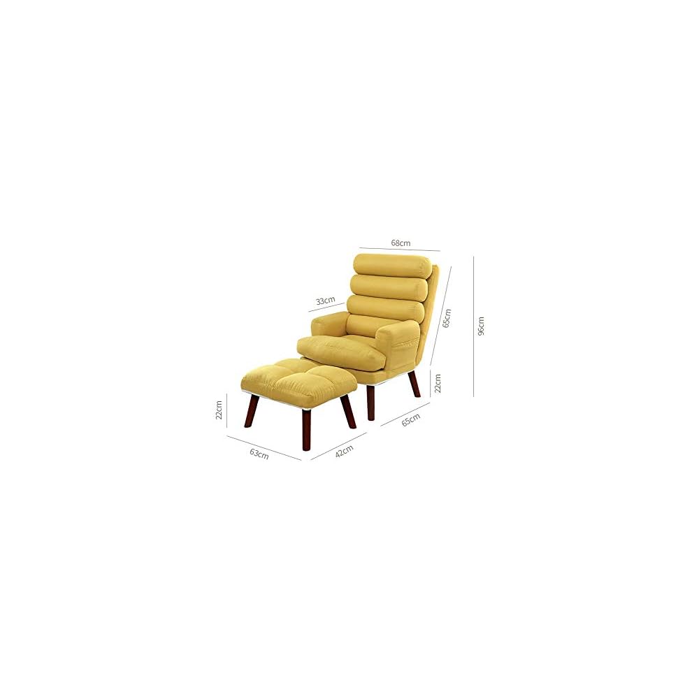 Renovation House Tub Chair Recliners Hand Chair Recliner Adjustable Backrest 4 Soft Back Cushions with Footrest Recliner Stylish Solid Wood Chair Legs Yellow