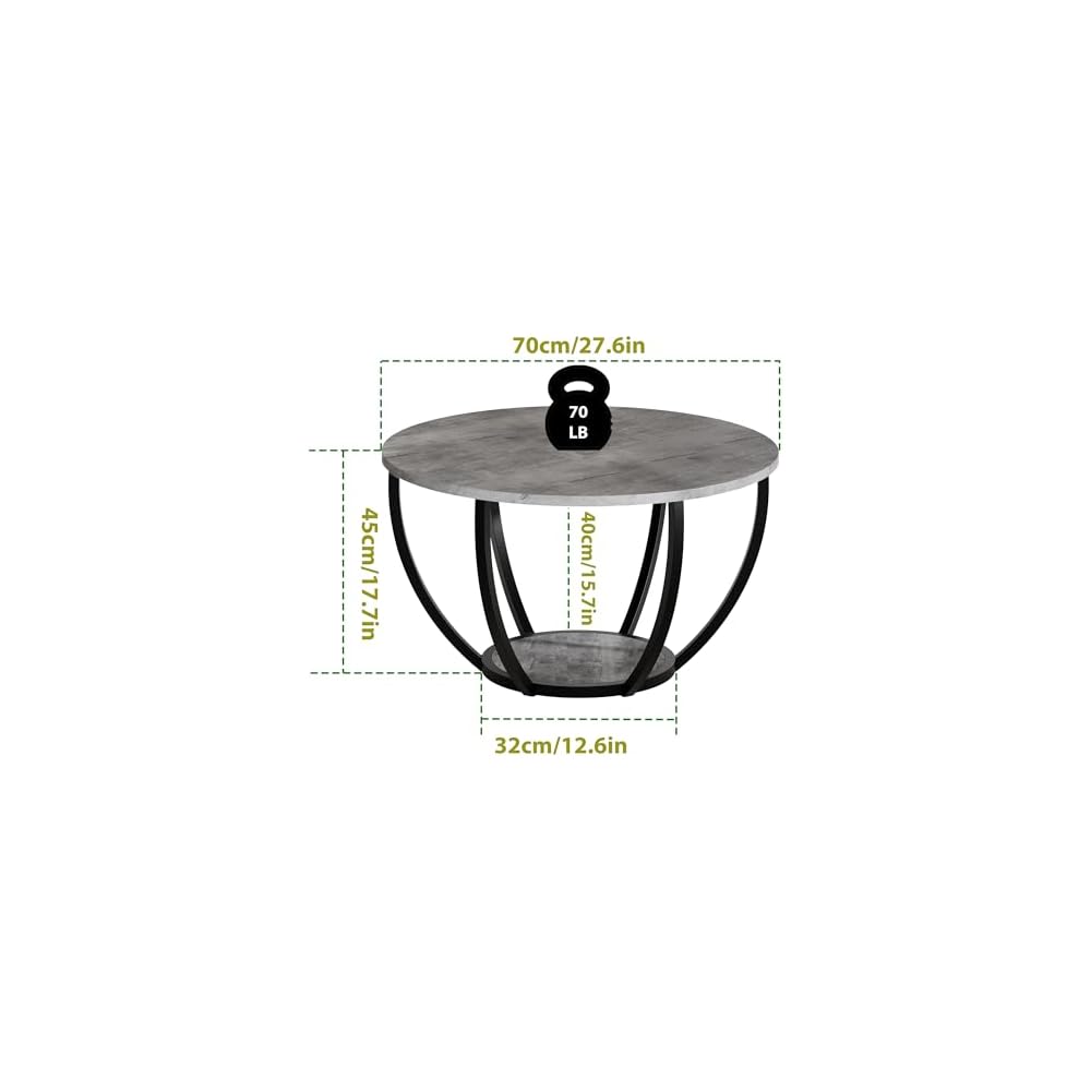 HOMERECOMMEND Round Coffee Table,Accent Center Table for Living Room,Black