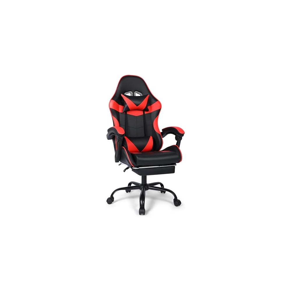 Gaming Chair, Ergonomic Computer Chair with Footrest and Lumbar Support, Height Adjustable Office Chair with 360° Swivel Seat and Headrest