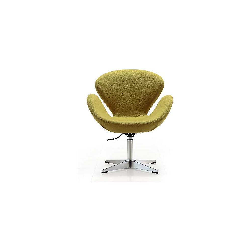 Manhattan Comfort Raspberry Adjustable Swivel Accent Chair with 360° Turn, Polished Chrome Base, Modern Retro Design, Versatile Seat Ideal for Any Room, Set of 1, Green