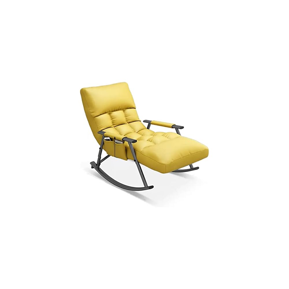 Living Room Reclining Rocking Chair,Modern Armchair,Indoor Relaxing Chair with Side Pocket, Steel Frame Anti-tilt Design,Soft Sleeper Chair (Color : Blue)