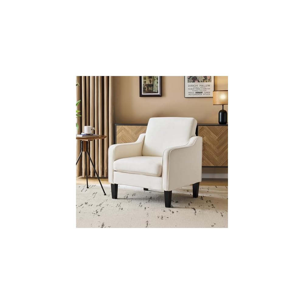 VINGLI Accent Chair, Linen Upholstered Armchair, 380 LBS, Living Room