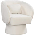 GIANTEX Swivel Accent Chair, Upholstered Barrel Chair with Curved Back & Removable Lumbar Pillow, Comfy Round Armchair with 360° Rotating Function, Single Sofa Chair for Living Room