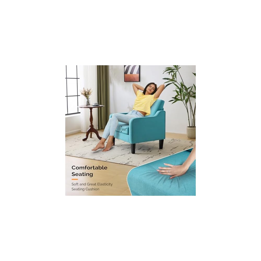 VINGLI Accent Chair, Linen Upholstered Armchair, 380 LBS, Living Room