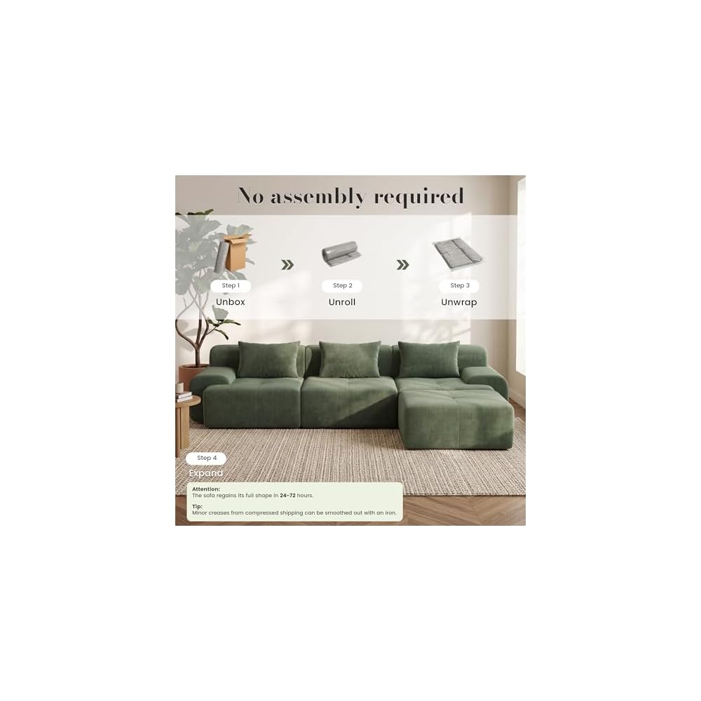 GRUSIGN 108'' Modular Boneless Sofa,Sectional Couch for Living Room