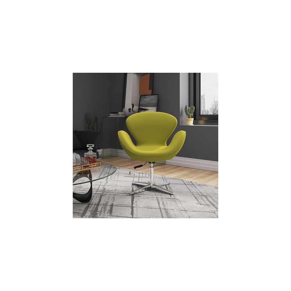 Manhattan Comfort Raspberry Adjustable Swivel Accent Chair with 360° Turn, Polished Chrome Base, Modern Retro Design, Versatile Seat Ideal for Any Room, Set of 1, Green