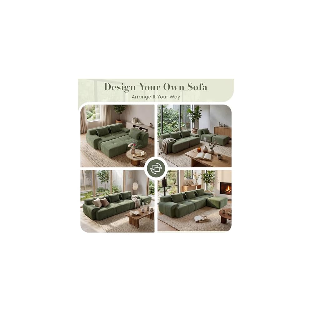GRUSIGN 108'' Modular Boneless Sofa,Sectional Couch for Living Room