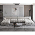 JACH 138" Modular Sectional Couch, U-Shaped Minimalist Velvet Sofas with Chaise Ottomans, Convertible Modern Deep 6-Seat Sofas Furniture for Living Room, Apartment (Beige)