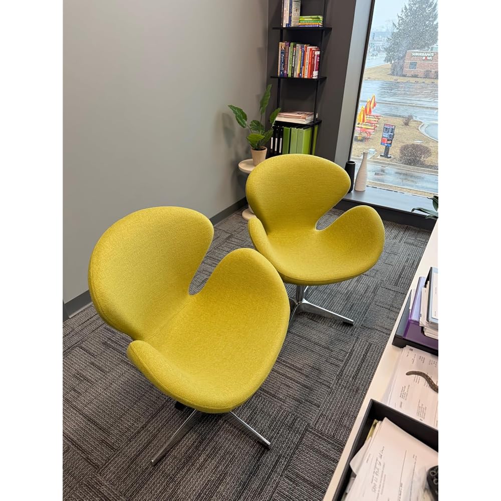 Manhattan Comfort Raspberry Adjustable Swivel Accent Chair with 360° Turn, Polished Chrome Base, Modern Retro Design, Versatile Seat Ideal for Any Room, Set of 1, Green