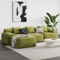 118" Oversized 3-Seater L-Shaped Boneless Couch for Living Room, Comfortable Corduroy Modular Sectional Sofa Cloud Couch with Movable Ottoman, No Assembly Required(Green)