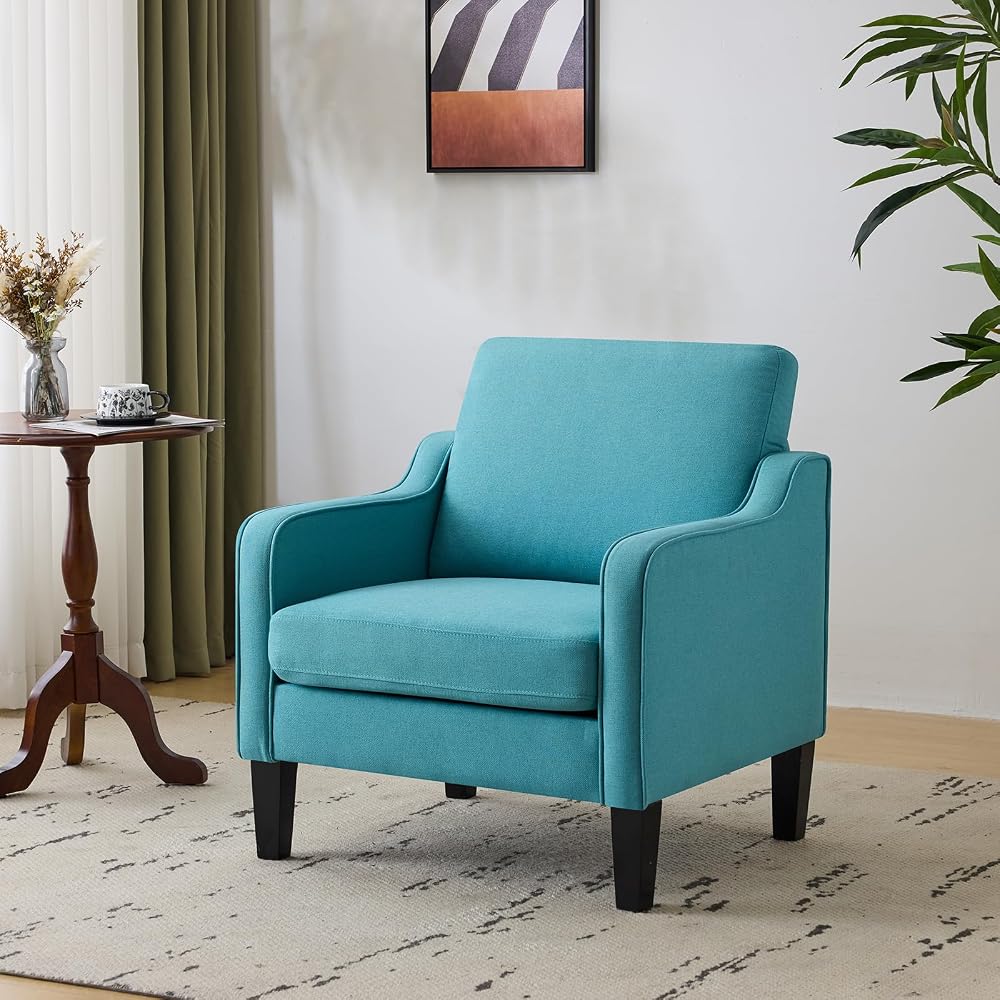 VINGLI Accent Chair, Linen Upholstered Armchair, 380 LBS, Living Room