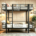 GalnFu Twin Over Twin Bunk Bed, Heavy Duty Metal Bunk Beds with Full-Length Guardrail, Anti-Slip Ladder for Kids, Teens & Adults, No Box Spring Needed (Black)