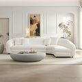 KEIKI 125" Curved Oversized Boucle Modular Sectional Sofa with Right Chaise, Upholstered 4-Seater Comfy Couch with 40D High-Density Rebound Foam & 4 Pillows, Easy Assembly, for Living Room, White