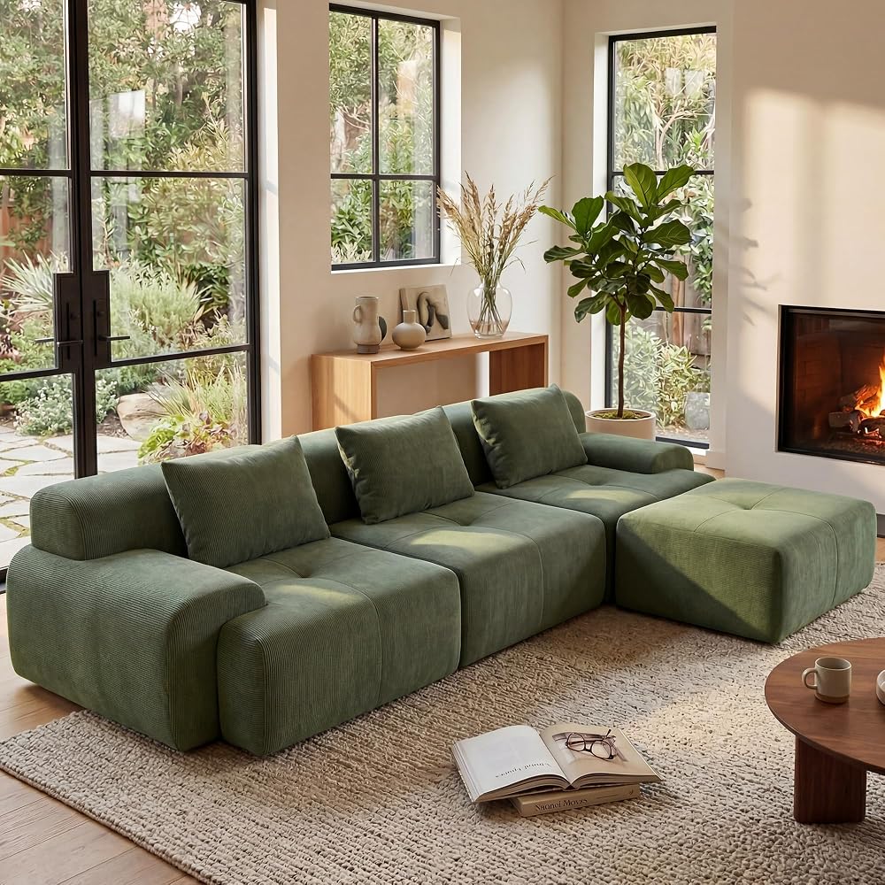 GRUSIGN 108'' Modular Boneless Sofa,Sectional Couch for Living Room